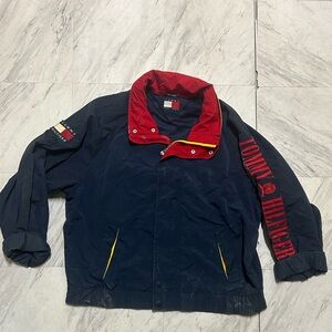 Vintage TOMMY HILFIGER Sailing Yachting Jacket Box Logo Spell Out Men’s Sz XL